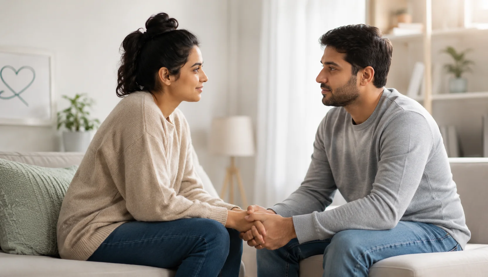 Couple discussing relationship and intimacy